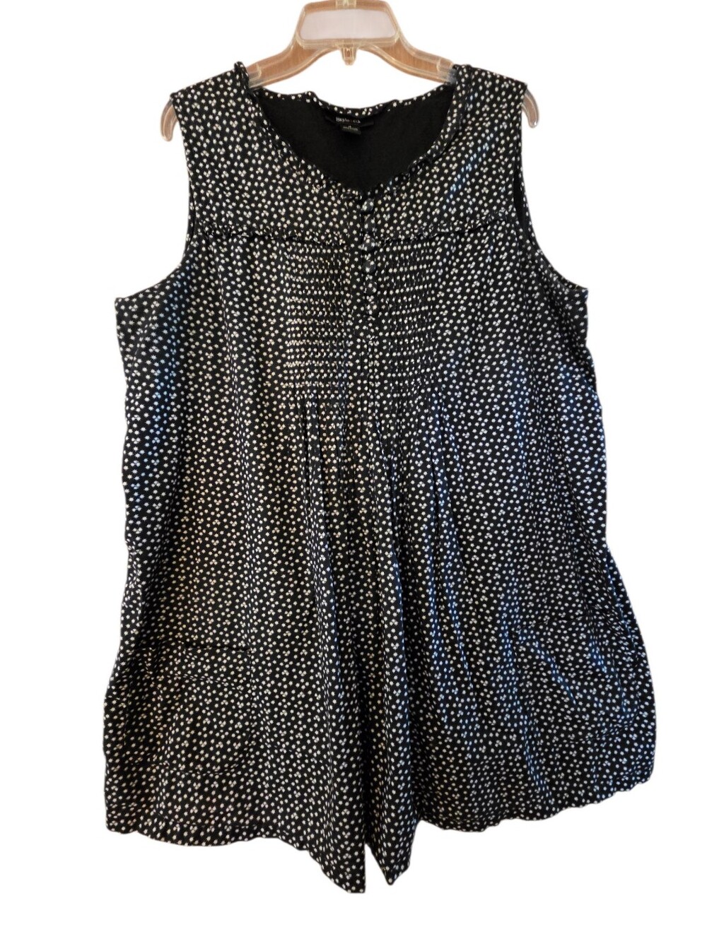 Style & Co Black/White Star Print Knee Length Dress 100% Cotton Plus Size 18